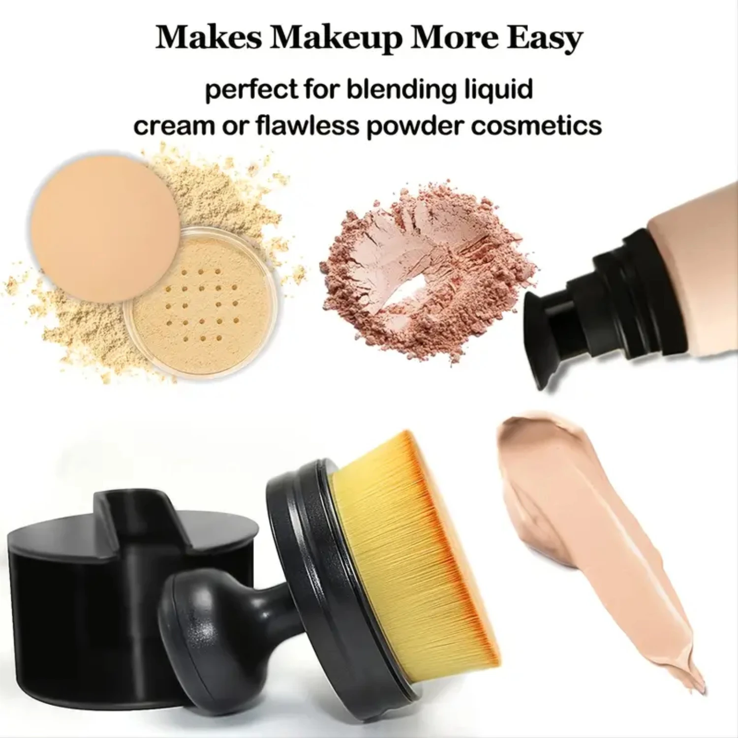 파운데이션 메이크업 브러쉬, 얼굴 및 바디용 여행용 가부키 브러쉬, 리퀴드, 크림, 파우더 코스 블렌딩용 대형 풀 커버리지 브러쉬