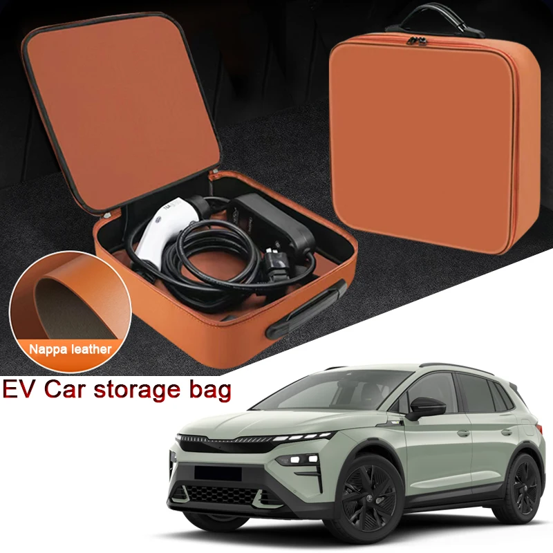 For SKODA Elroq Kodiaq Superb Estate Enyaq Epiq EV Car Charging Cable Storage Box Electric Vehicle Charger Cables Carry Bag