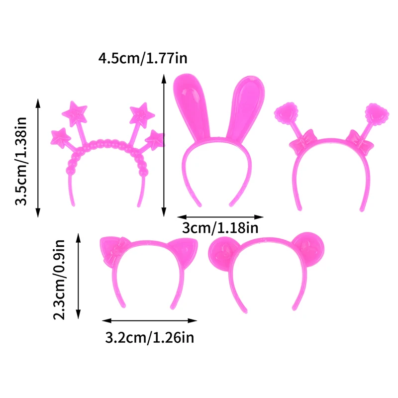 Diadema con orejas de animales para niños, Tiara de plástico para muñecas, accesorios para el cabello, casa de muñecas DIY, juguetes para niños, 5 piezas, 1/6, 1/12