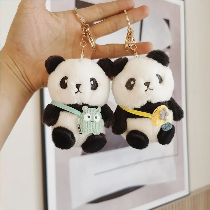 

Cute Panda Plush Doll Keychains Pendant Stuffed Key Rings Bag Pendant Little Fresh Panda Keychain Couple Kids Backpack Pendant