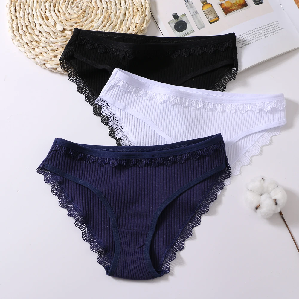 1PCS Women's Cotton Panties Floral Lace Briefs Underwear Comfortable Panty for Female Sexy Low-Rise Intimates Lingerie