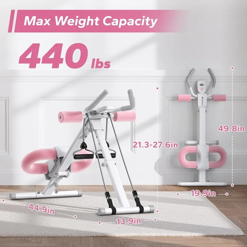 MERACH Ab Machine, Ab Equipment, Verstelbare Ab Trainer Machine Abs Workout Home Gym, Opvouwbaar, Kniebescherming, Buiktrainer