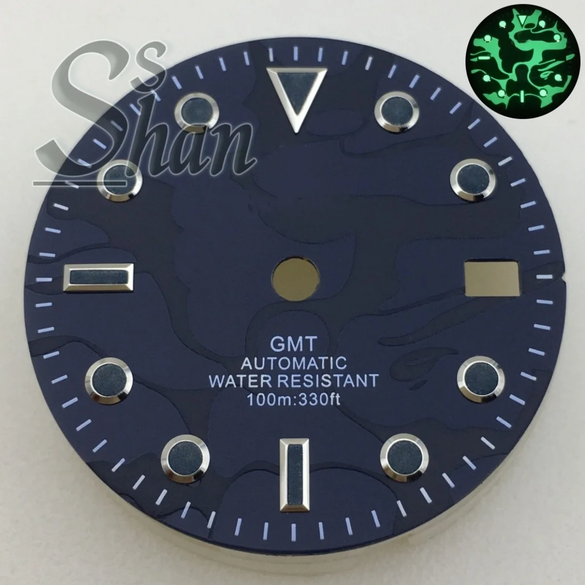 29mm Hidden Texture Dial with Date Window & Green Luminous Markers, Accessory Compatible with NH34A & NH35 Automatic Movements