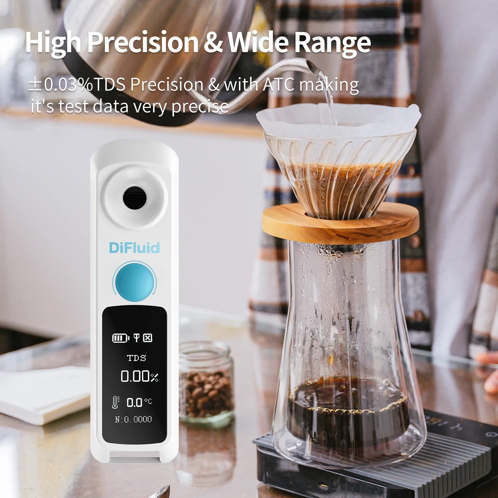 Intelligence Digital Refractometer TDS Measure Coffee Espresso Total Dissolved Solids Portable Waterproof Concentration Detector