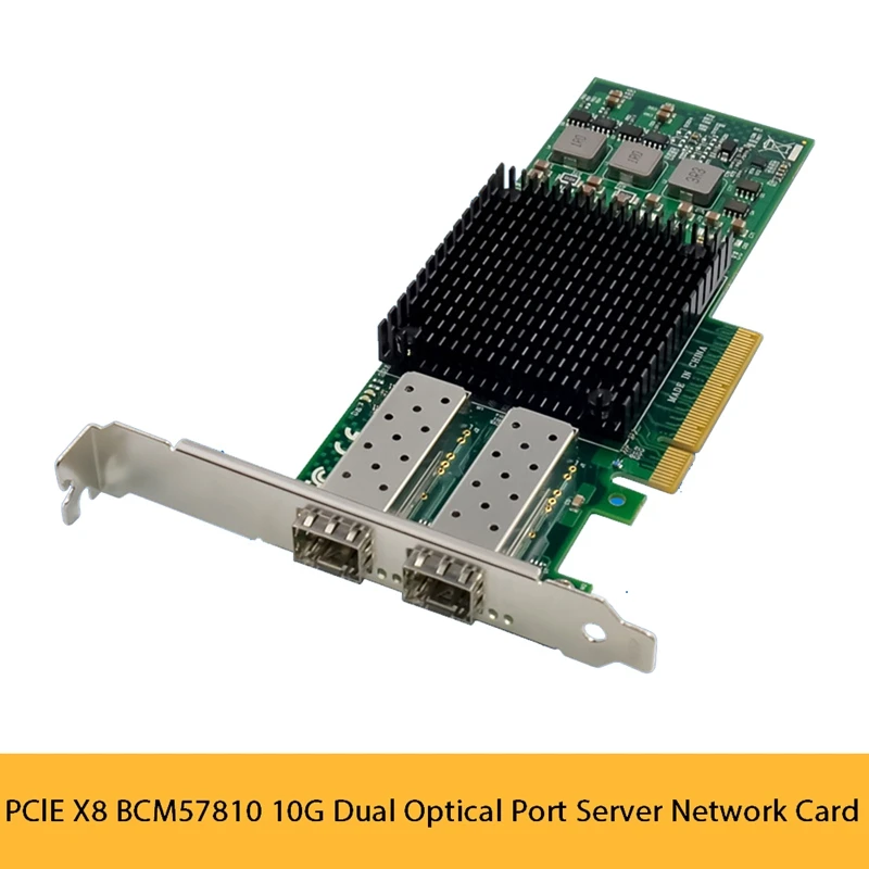 1Set PCIE X8 BCM57810 Dual Optical Port Network Card 10G SFP+ Server Fiber Network Card Green