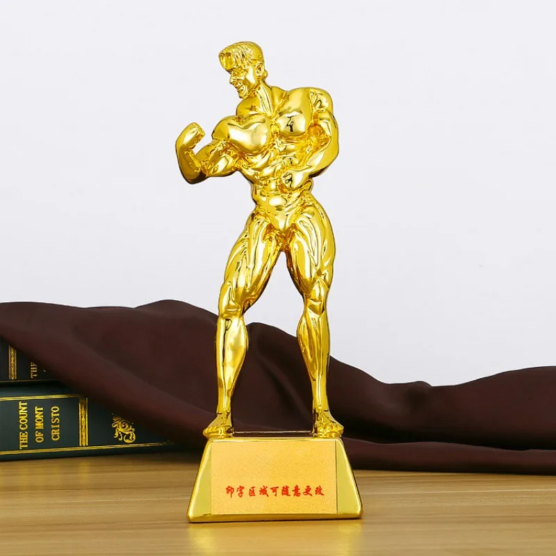 2024 Resin Gold-plated Fitness Fitness Competition Trophy, Figure Male Muscle Sculpture Decoration Souvenir, Fitness Model