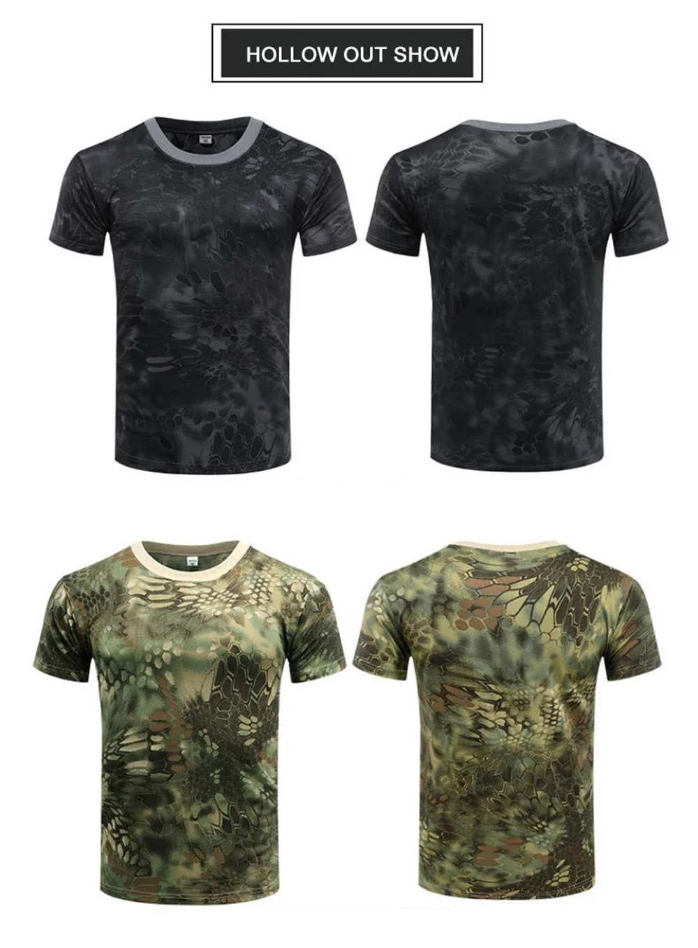 Outdoor-Sport Herren T-Shirts 3D Camouflage Schnelltrocknend O-Ausschnitt Kurzarm Oberteile Shirt Camo Wandern Jagd T-Shirt 2026 Mode – Detail 8