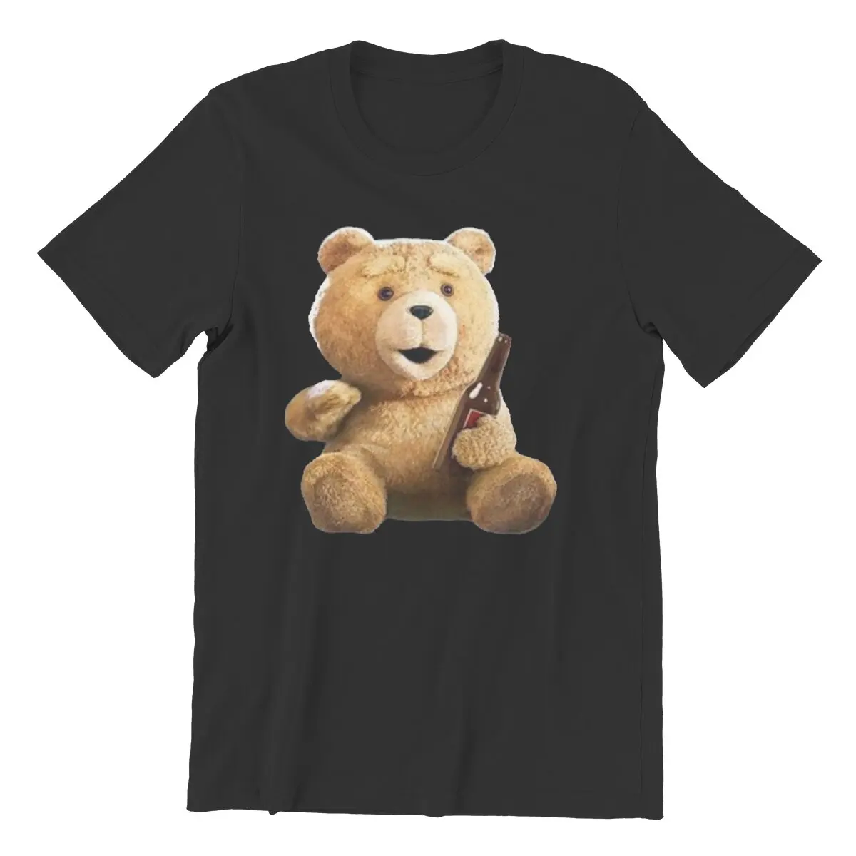 Teddy Bear Ted T Shirt for Men Pure Cotton Novelty T-Shirt Crew Neck Cartoon Drink Beer Tee Shirt Short Sleeve Clothes Plus Size