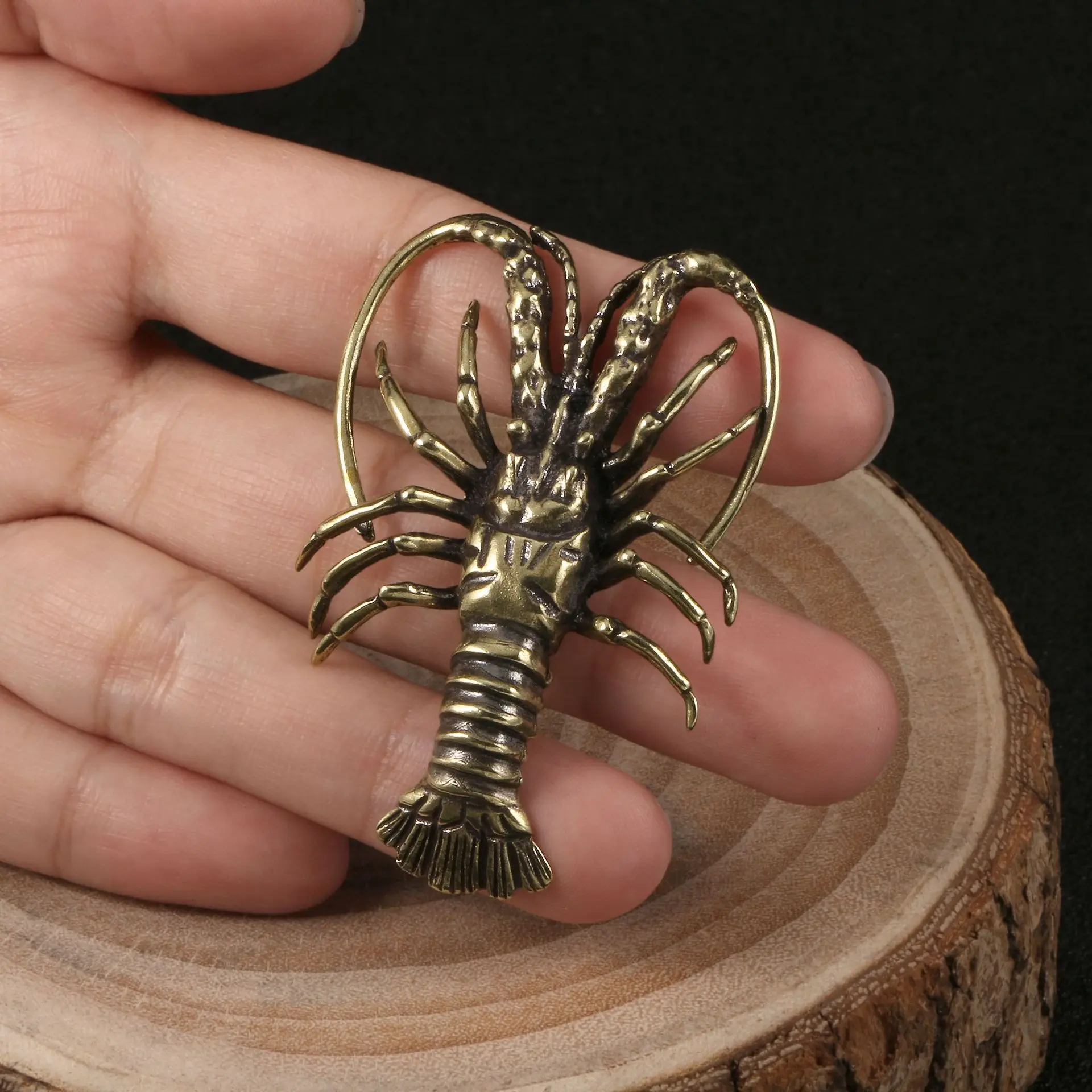 

Brass Lobster Figurine Copper Carving Handicrafts Desk Decoration Tea Pet Decorative Souvenir Vintage Home Decor Gift