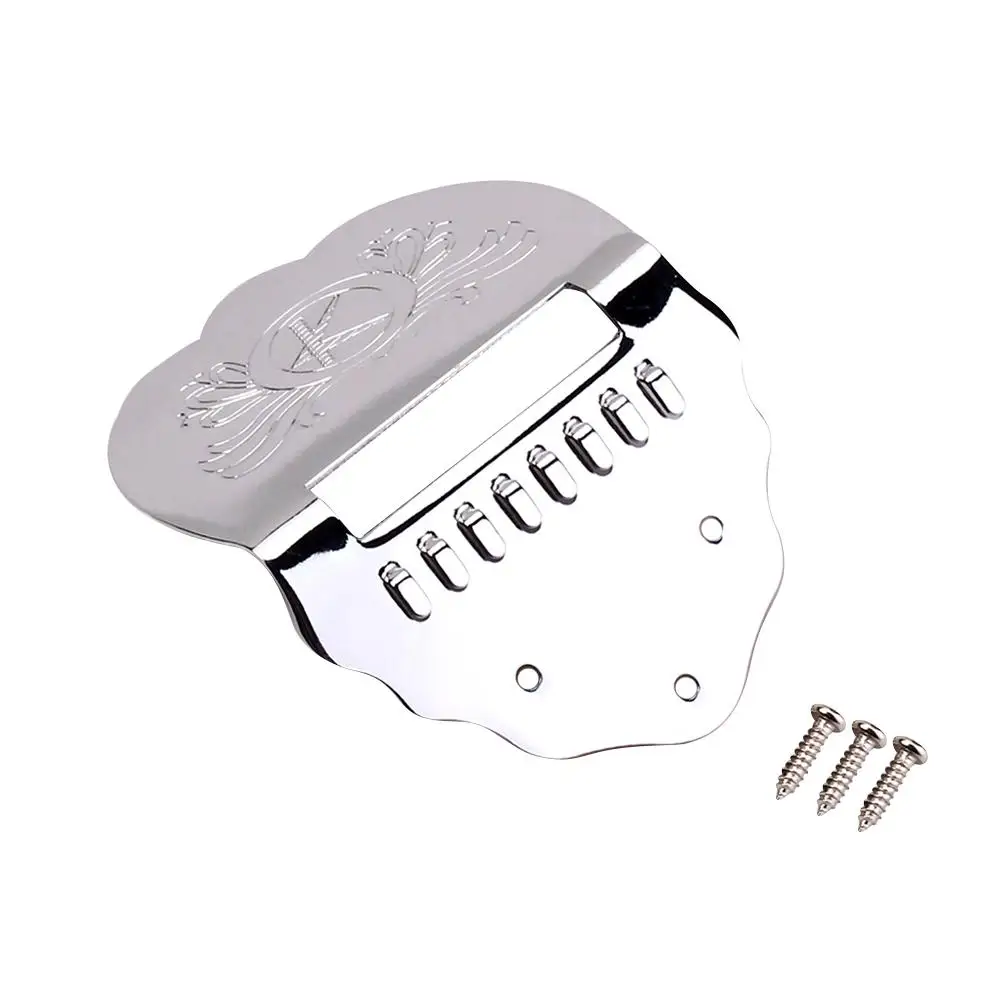 8 String Tailpiece Metal Silver Scalloped Guitar Mandolin Tailpiece High Grade Durable Musical Instrument Accessories