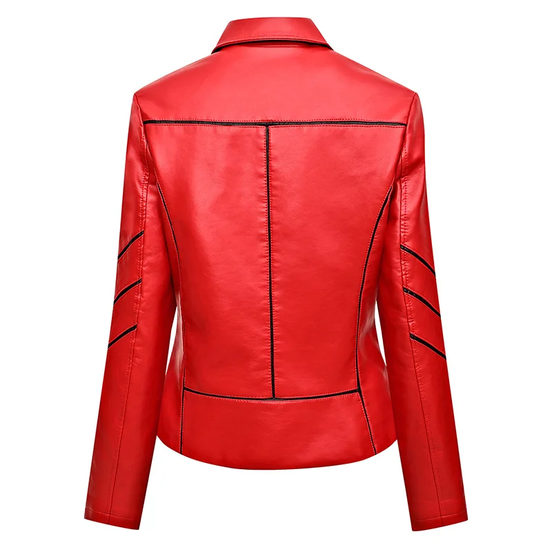 Slim Fit Faux Leather Jacket Women Classic Moto Biker PU Leater Jacket Spring Autumn Basic Zipper Coat Outerwear