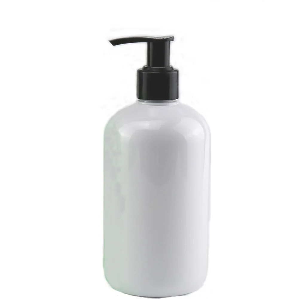 

300ml white color Refillable Squeeze plastic lotion bottle with black pump sprayer PET Plastic Portable lotion Bottle