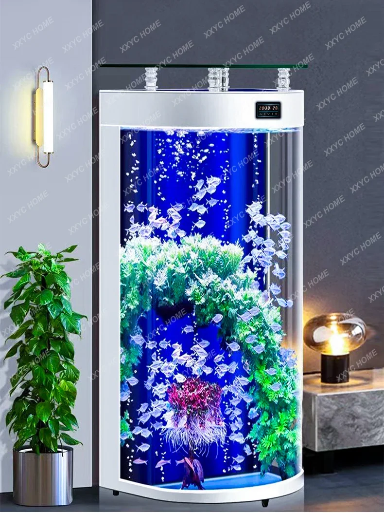 Fish Tank Aquarium Glass Home Living Room Vertical Small and Medium TV Cabinet Landscape Ecological Change Water