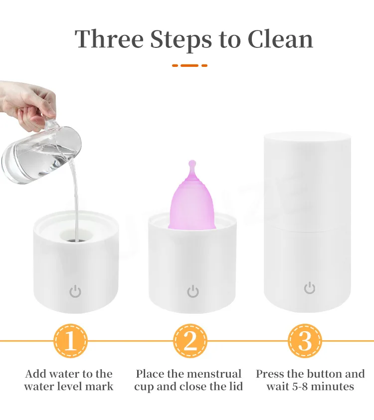 Touch Menstrual Cup Sterilizer Automatic Timer Steam Sterilizer Silicone Menstrual Cup Cleaner Woman Period Cup