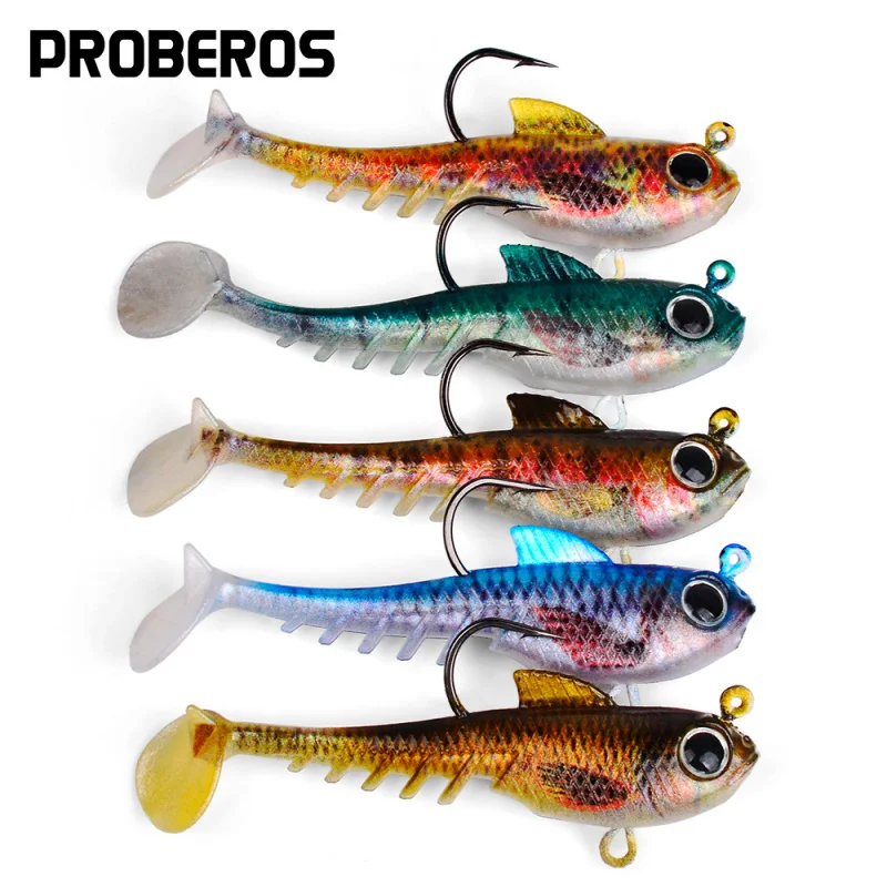 

5PCS Soft-Tail Lead-Wrapped Fishing Lures 6.3-9.4cm 6.5-13.5g High-Carbon Sted Hooks Simulated Soft Bait for Freshwater Fishing