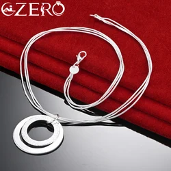 ALIZERO 925 Sterling Silver Frosted Circular Ring Pendant Necklace For Women Wedding Party Accessories Fashion Jewelry Gift