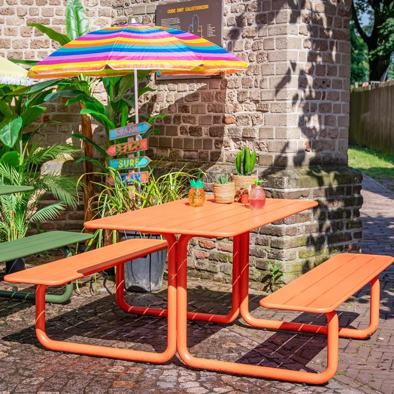 

Shopping mall square open-air leisure chair coffee milk tea shop integrated one-piece table and chair simple modern courtyard