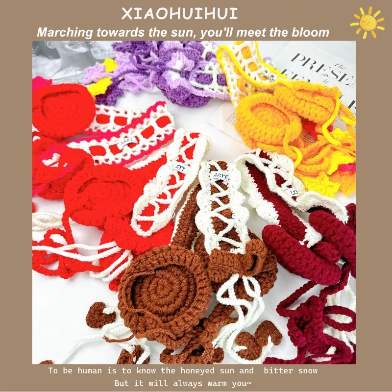 Niche Original Hand-crocheted Star Love Tassel Earmuffs Autumn and Winter Cute Color Matching Hollow Lace Headband for Women