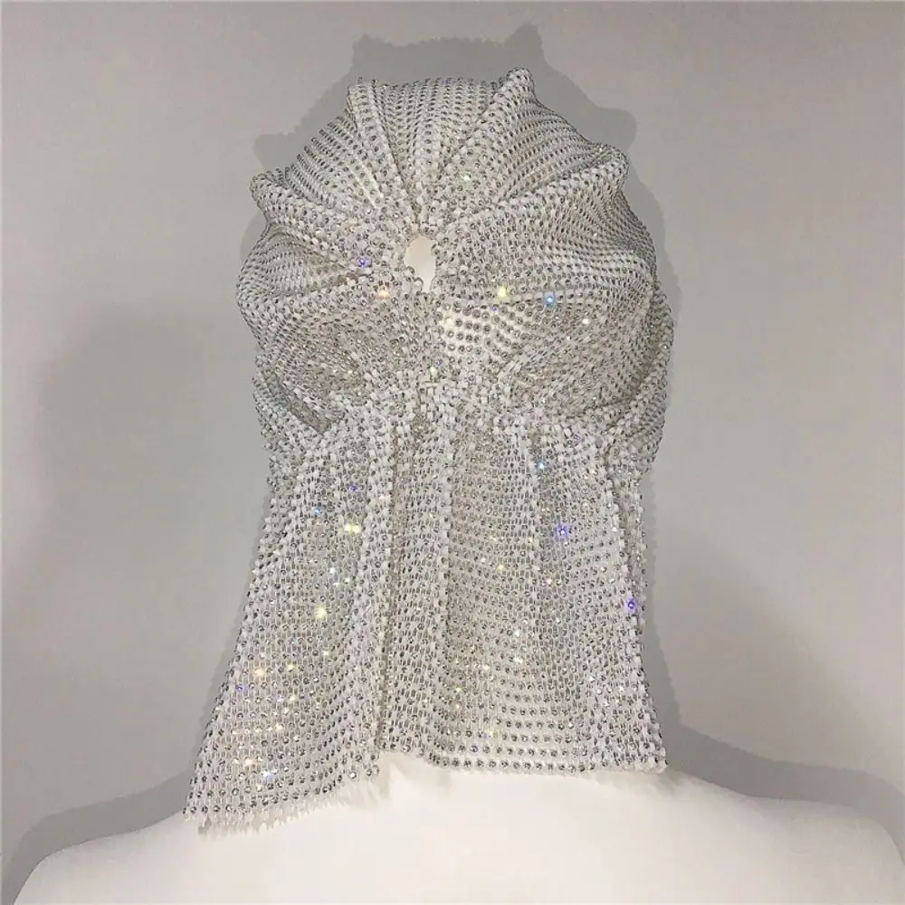 

Exquisite Crystal Rhinestone Bandana Vintage Luxury Aurora Borealis Hair Band Sparkling Turban Fishnet Headscarf Streetwear