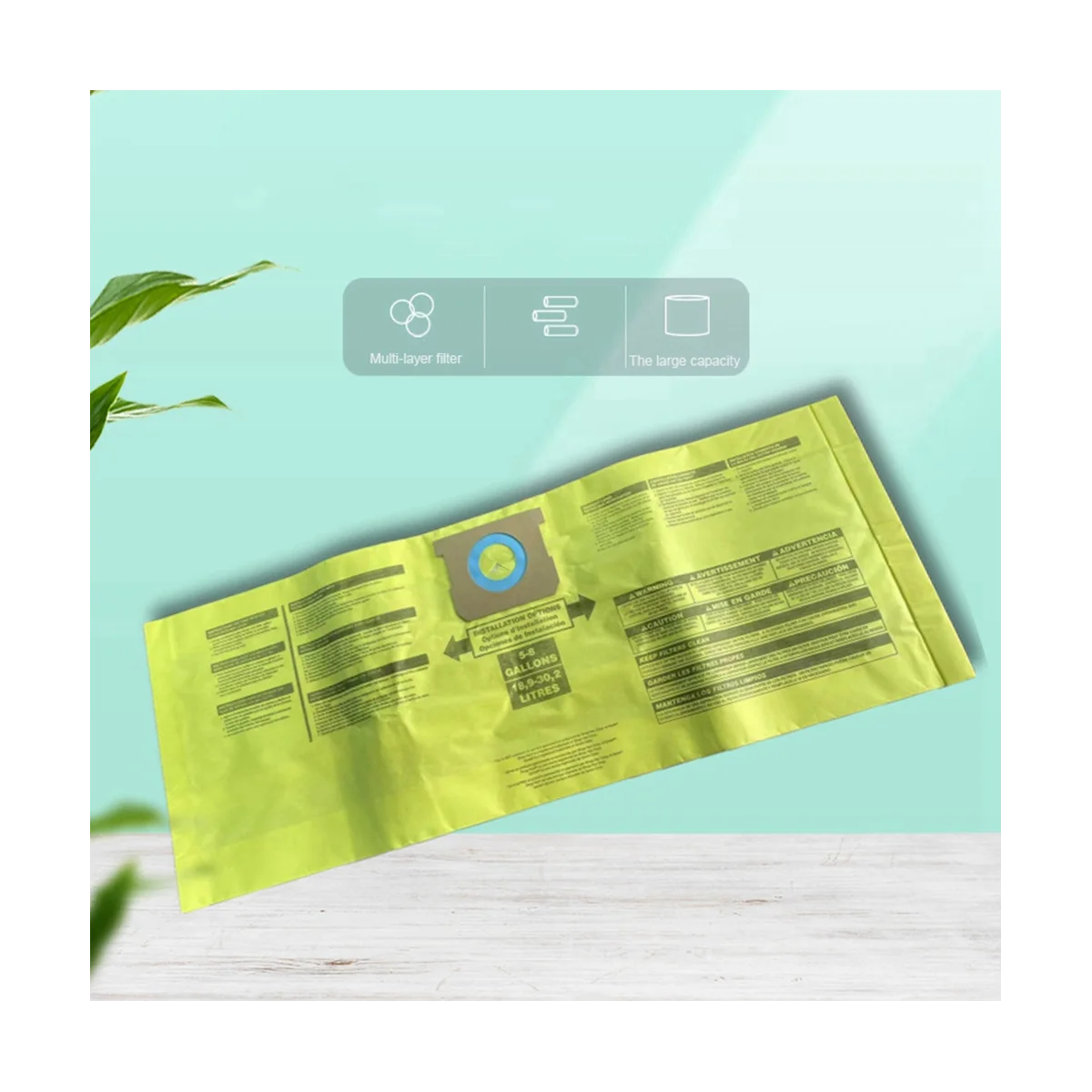 7 peças saco de pó seco universal aspiradores de pó de 5 a 8 galões para sacos de pó de 5-8 galões amarelo