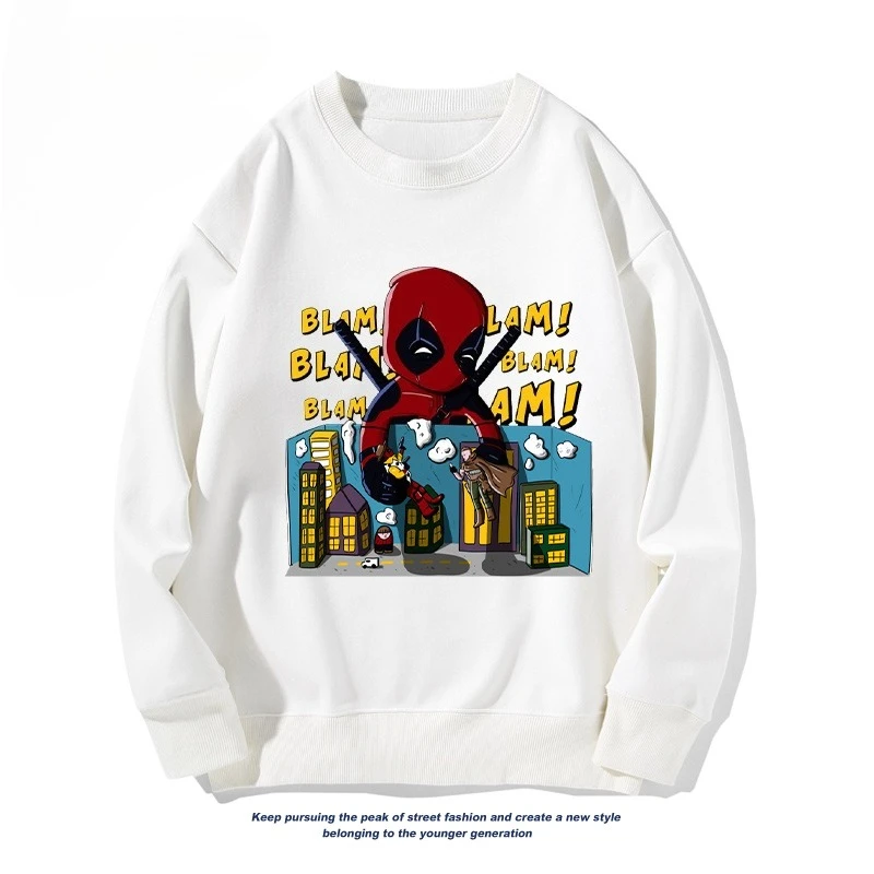 Deadpool y Wolverine Película Marvel Colaboración Sudadera con cuello redondo Chaqueta holgada de manga larga para hombres y mujeres