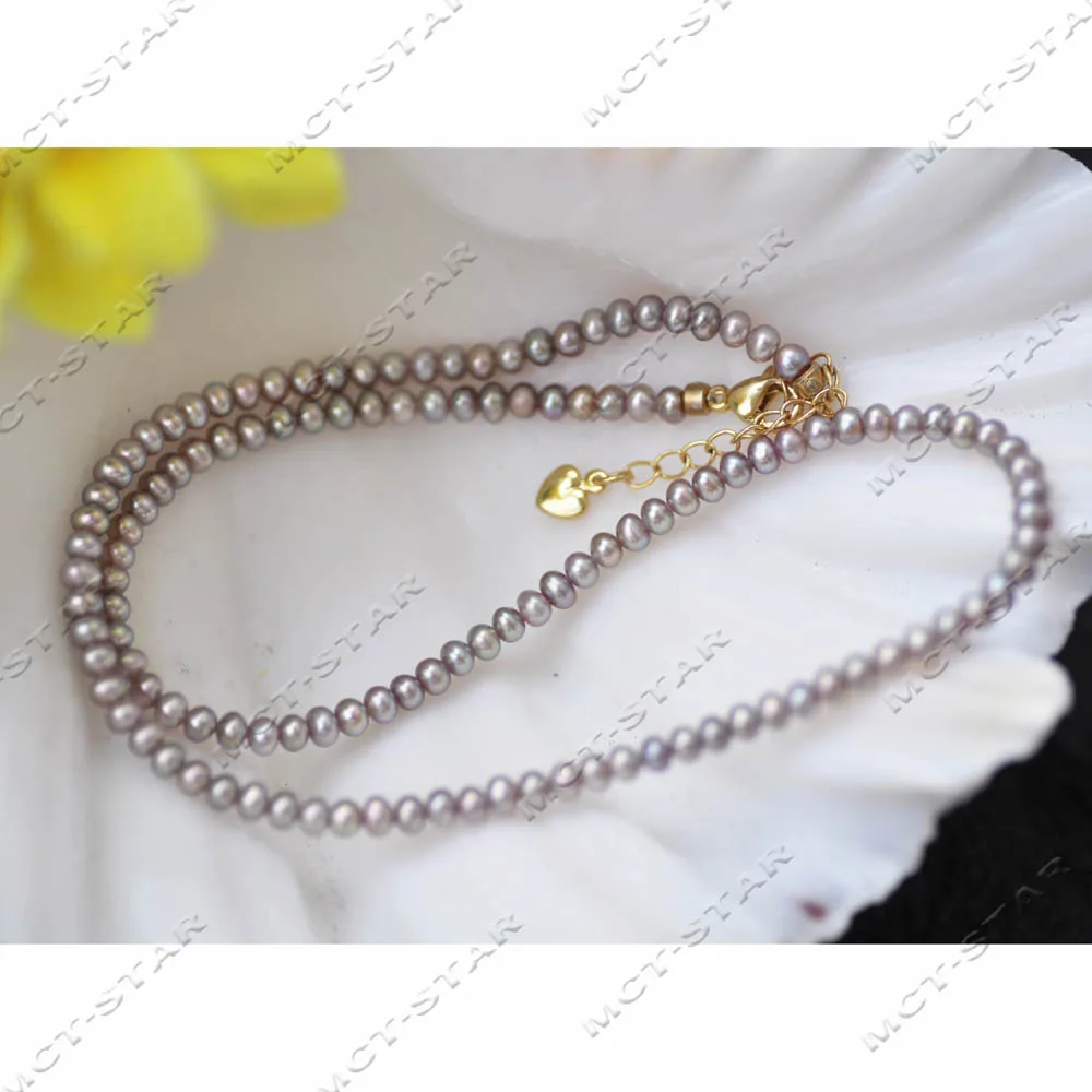 

MTC·STAR A++ 17 дюймов, 4 мм, круглое ожерелье с пресноводным жемчугом павлина и лаванды (Z14292)