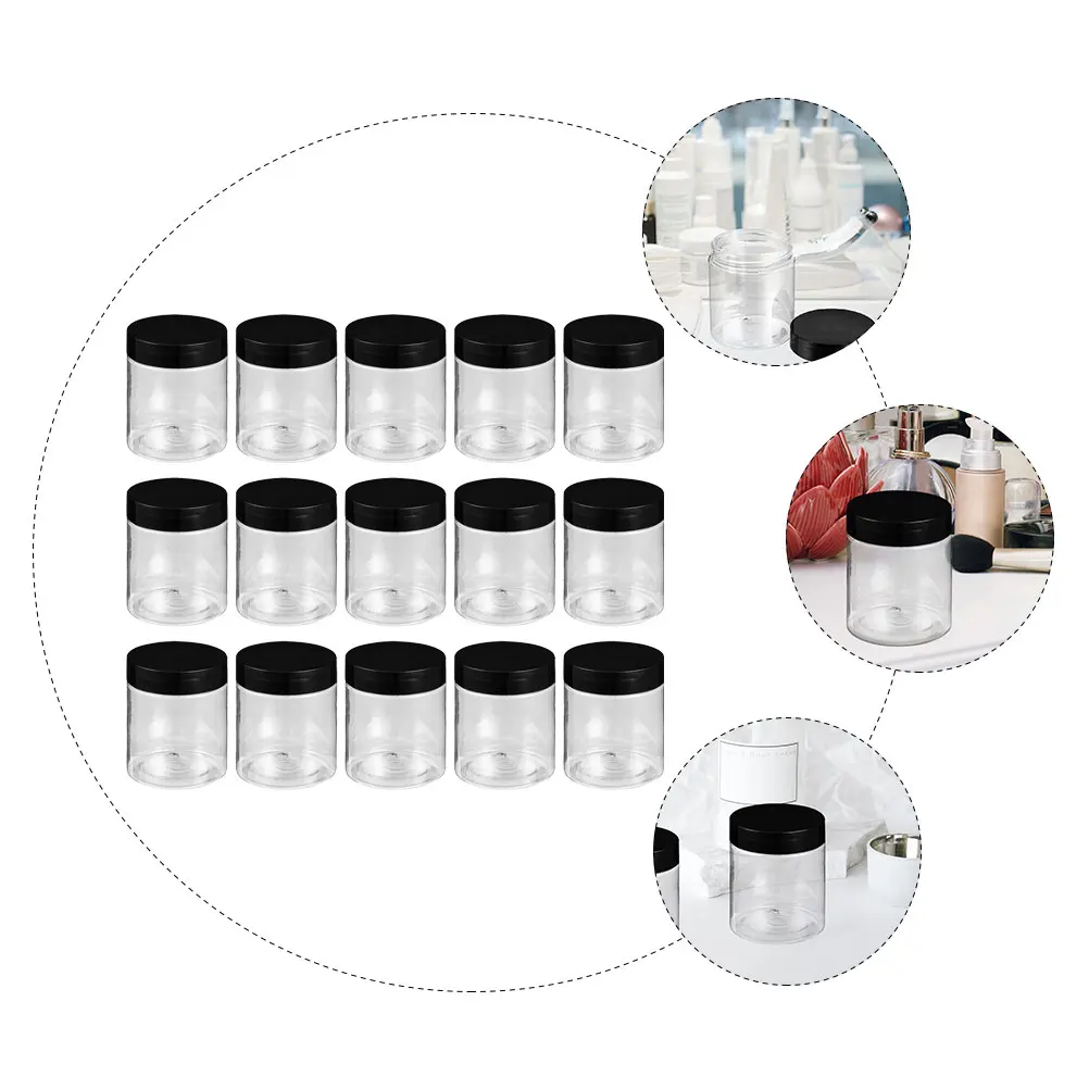

15Pcs Wide Mouth Plastic Storage Containers Clear Durable Jars for Food Cosmetics Makeup Lotion Plastic Jar Cosmetics Containers