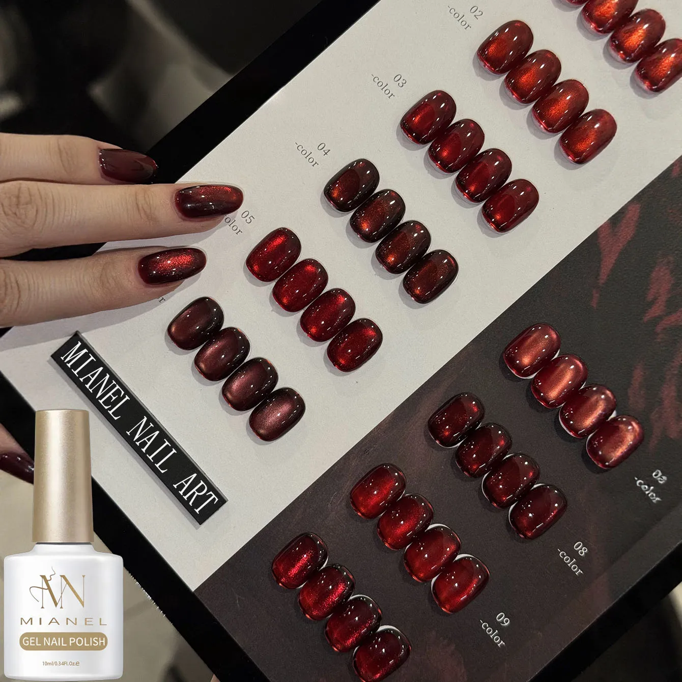 MIANEL 10ML 새해 레드 화이트닝 유리 구슬 파인 글리터 새틴 도자기 화이트 네일 아트 장식 DIY 네일 아트용