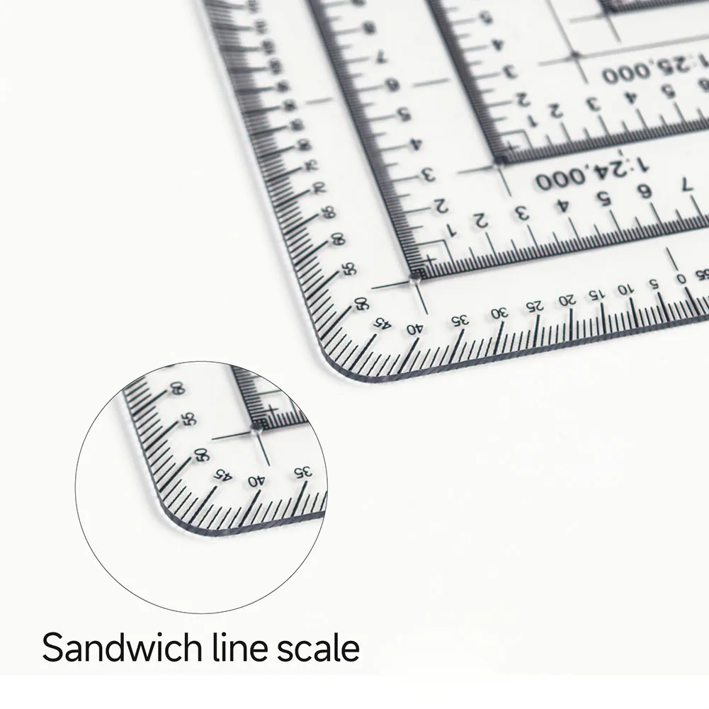 

1* Geographic Coordinate Ruler Transparent Acrylic Coordinate Ruler 2.75” X 2.75” (7 Cm X 7 Cm) /////////////////