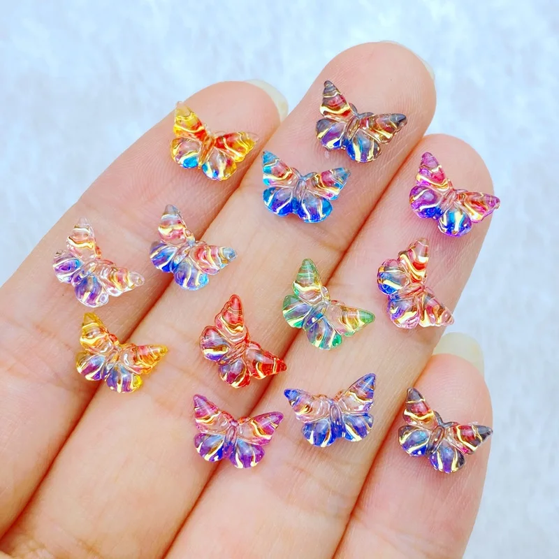 50Pcs New Cute 7*10mm Mini Little Butterfly Series Resin Flatback Ornament Jewelry Making Manicure Hairwear Accessorie