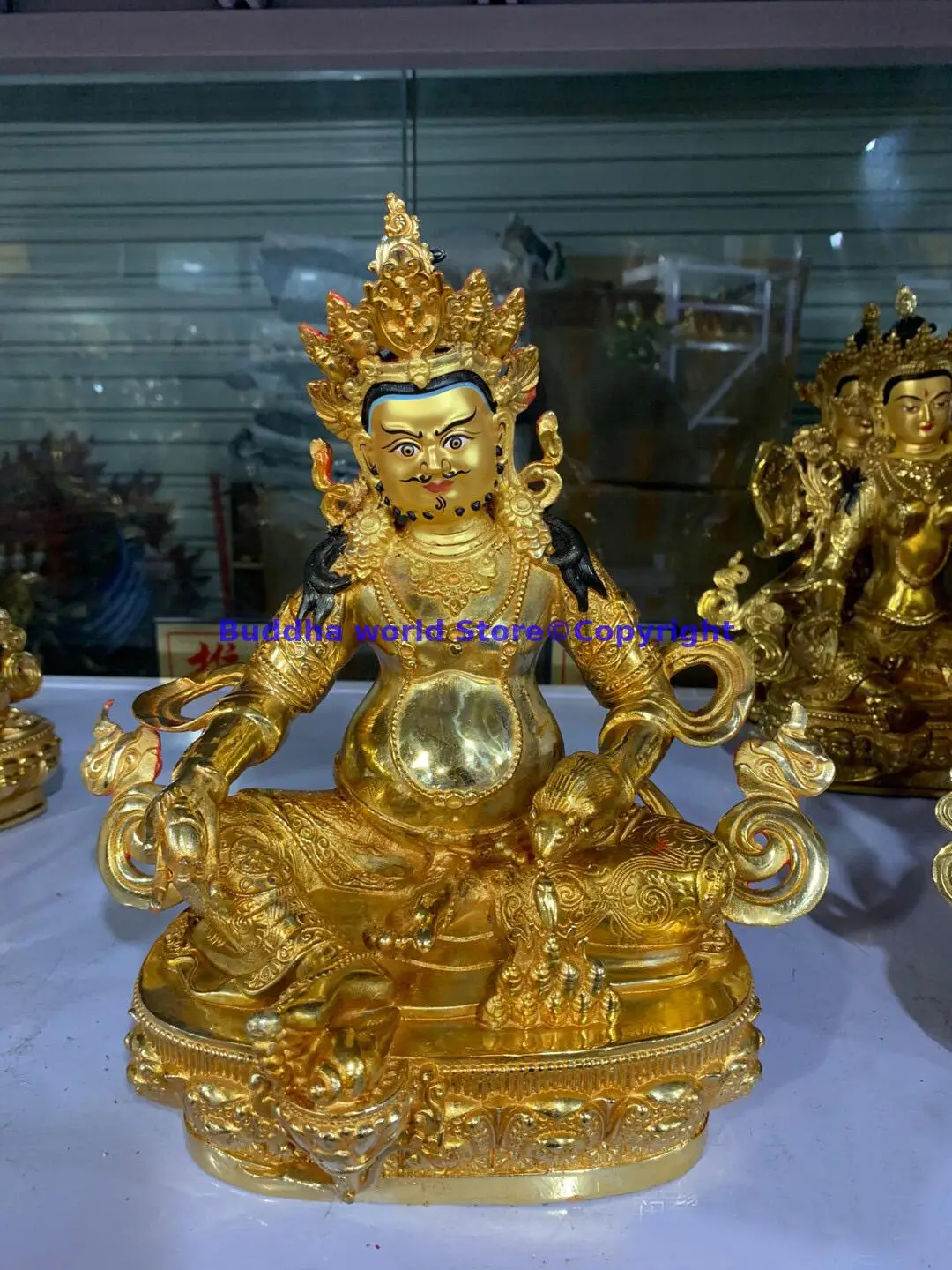 

Tibet Thailand Temple Buddhist supplies buddha statue Buddhism GOOD LUCK yellow Jambhala fortune god buddha copper gold-plating