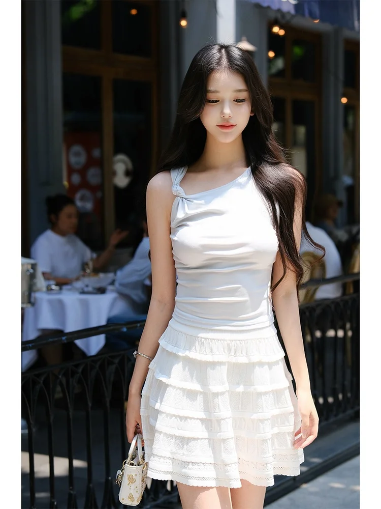 

Ele Rose T-irt Asymmetrical Knot Design Cool Feeling Women's Stand Fit Summer Top Modal Fabric No Sve