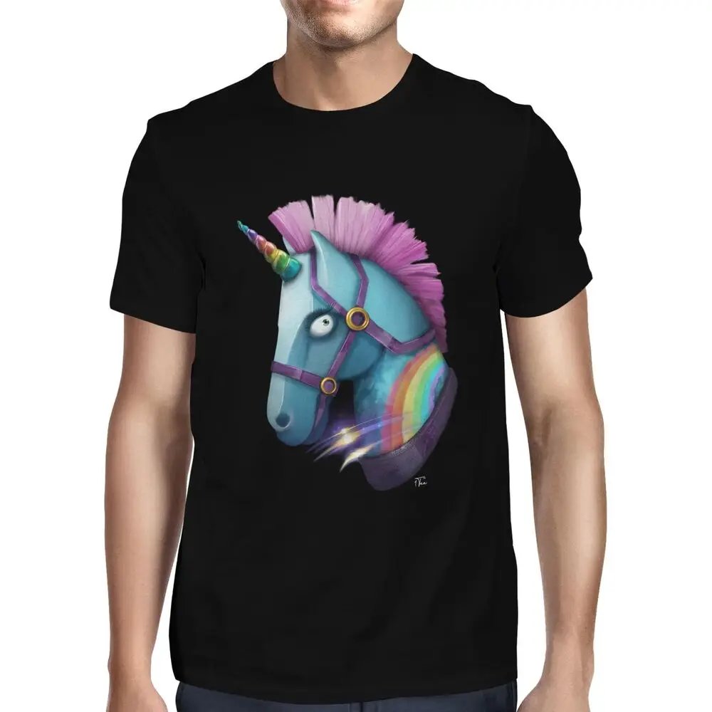 Mens Mohawk Unicorn T-ShirtUnisex Women's Summer Cotton Luxury Brand Retro Oversized