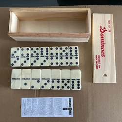 Adults Domino Game Set with Wooden Box, 28 Pcs Dominoes Tiles Classic Board Games Professional Table Game Family Board Game Kit