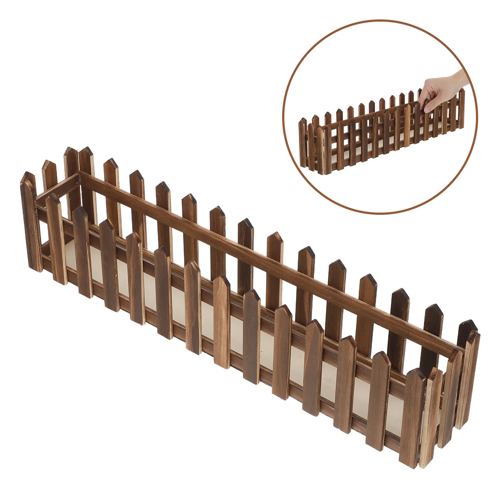 Rustic Wooden Rectangle Planter Box 20x5x4 Artificial Flower Storage Decorative Window Flower Boxes Balcony Garden Divider