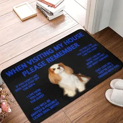 Cavalier King Charles Spaniel Front Door Mat Anti-Slip Outdoor Quick Dry Dog Doormat Kitchen Balcony Entrance Rug Carpet