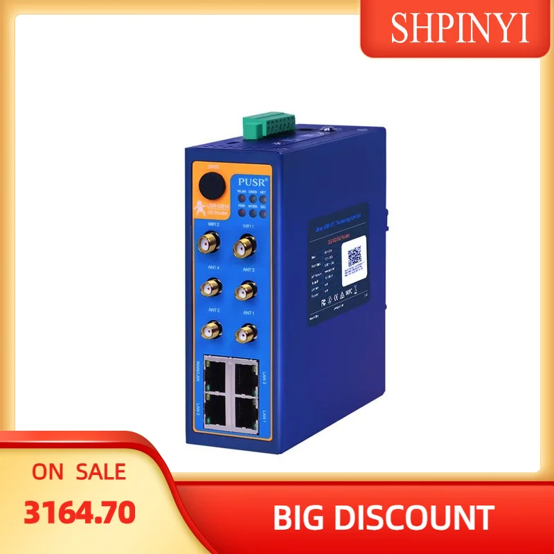 PUSR Gloable Frequency Dual Bands/SA/NSA 5G Multi-Port Industrial Cellular Router Wireless Lte WiFi Router USR-G816w-G