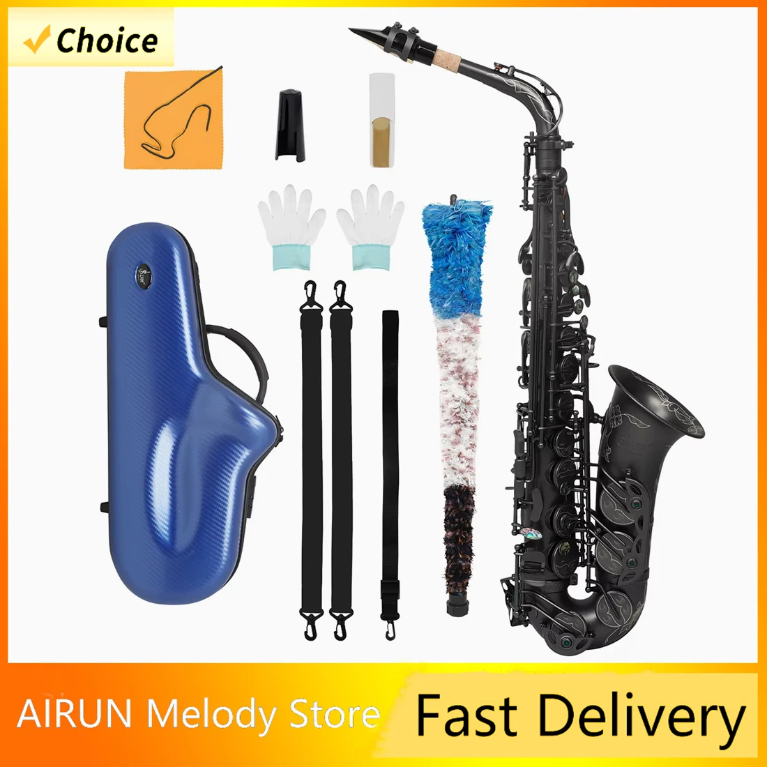 

Альт-саксофон SLADE E, плоская латунная трубка с матовым черным никелевым покрытием, профессиональные исполнения приборов с коробкой, аксессуары