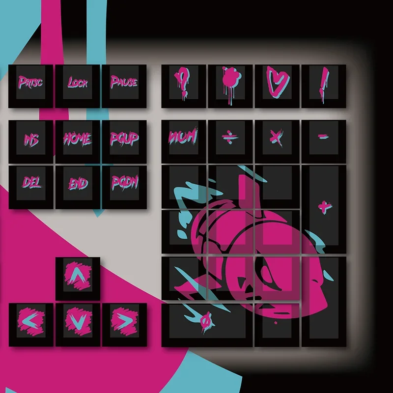 Jinx Theme Keycaps Cherry Profile 123Keys Personal Graffiti Keyboard Custom PBT Five-Sided Thermal Sublimation PC Accessories