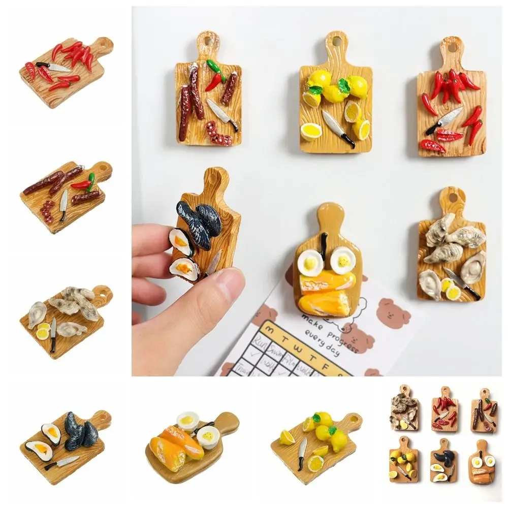 Creative Cutting Board Simulation Cutting Board Mini Chic Design Kitchen Refrigerator Magnet 3D Cute Resin Food Toys Home Decor