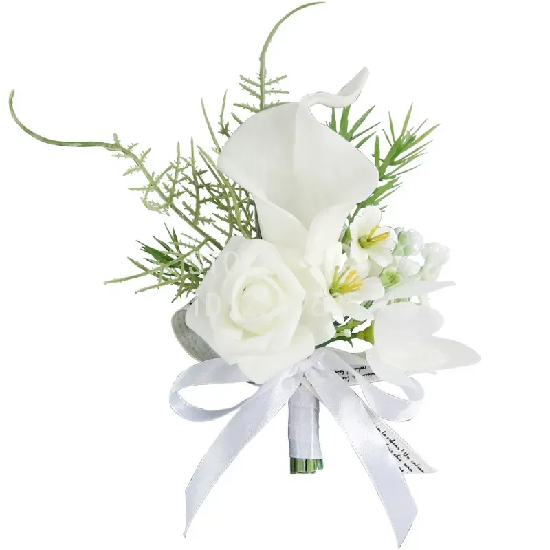 for Amazon Simulation PU Calla Lily Tulip Corsage Western Church Wedding Groom Bride Placket Cross Border Export