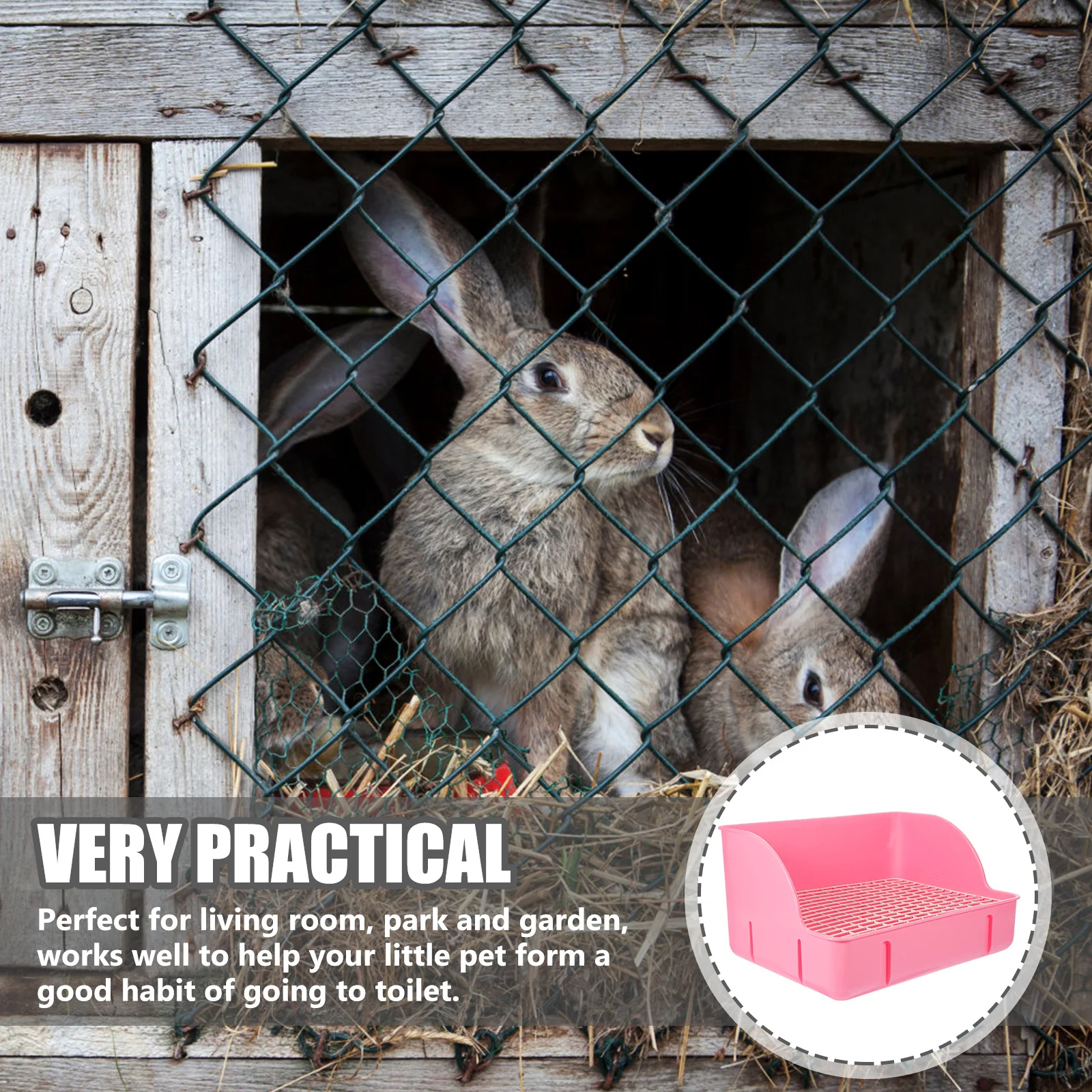 

Pet Toilet Tray Box Pink for Rabbit Dog Guinea Pig Compact Durable Litter Box with Wall Design Easy Clean Pet Toilet