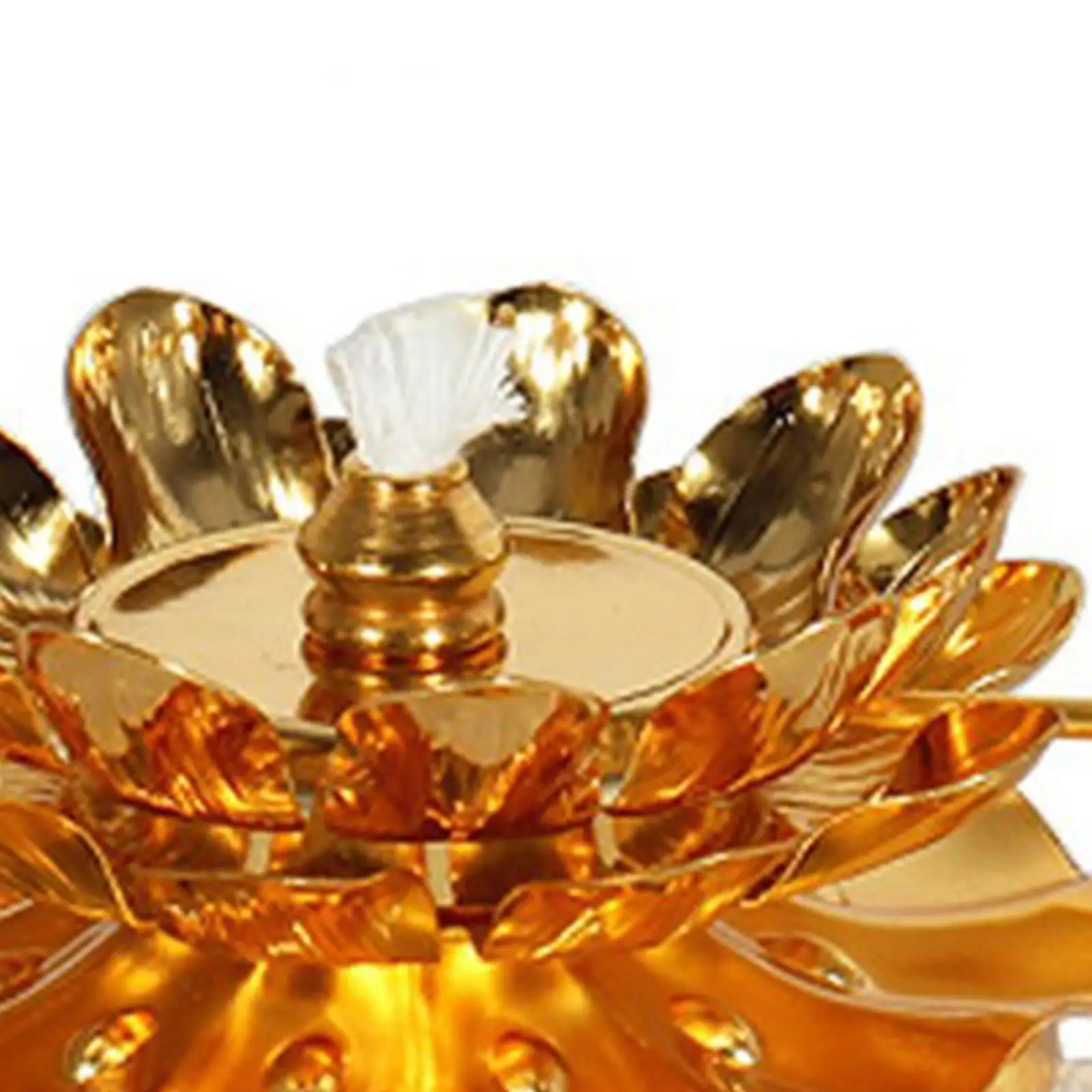 Decorative Alloy Lotus Wick Holder for Ghee Oil Lamp Vintage Candle Centerpiece Buddhist Supplies for Home Shrine
