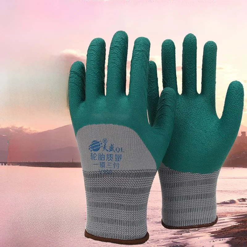 

Strong Grey Ash Rubber Gloves Wear Resistant Anti Slip Soft Breathable for Construction Site Half Trailer Tire Maintenance