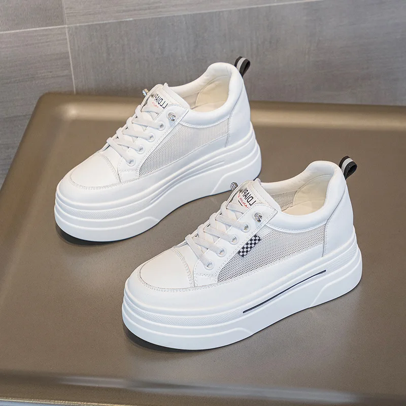 

женская повседневная обувь, белые туфли небольшого размера на толстой подошве, увеличивающие рост, туфли на танкетке, низкие туфли из натуральной кожи без шнурков