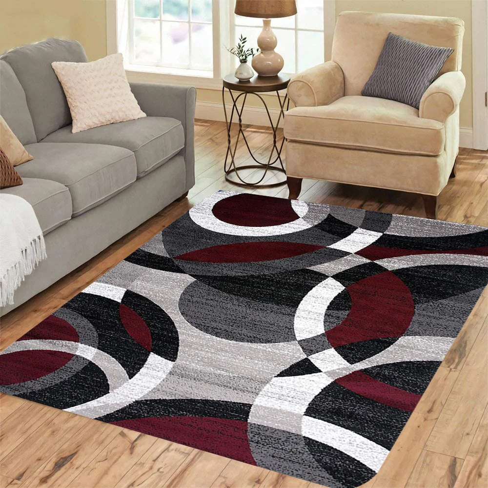 

Luxury Nordic Geometric Modern Abstract Red Soft Carpet Non-Slip Mats Rectangle Area Rugs for Kids Living Room Bedroom Doormat