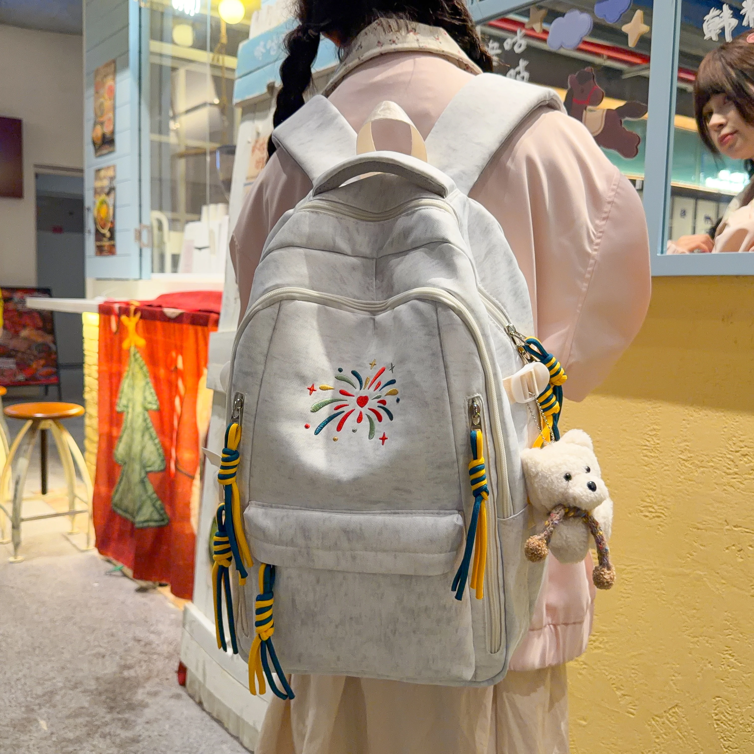 casual-minimalist-large-capacity-backpack-for-women-school-bag-nylon-material-double-shoulder-straps-leisure-simple-style-bac