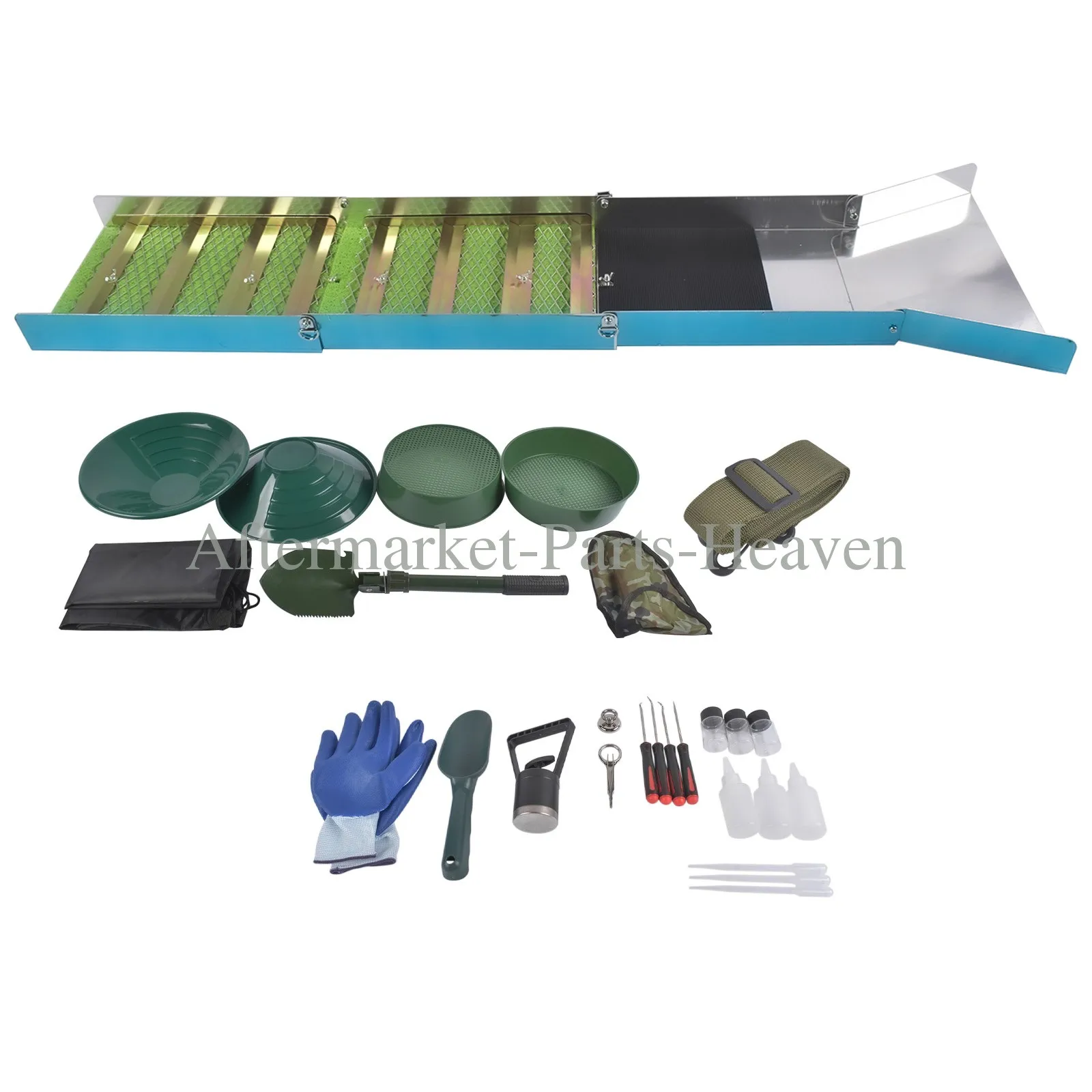 AP03 Sluice Box-23Pcs Includes Gold Nugget Collection Bottle & Magnifier Tweezers Set, 50" Folding Aluminum Sluice Box With Separating Magnet - view 4