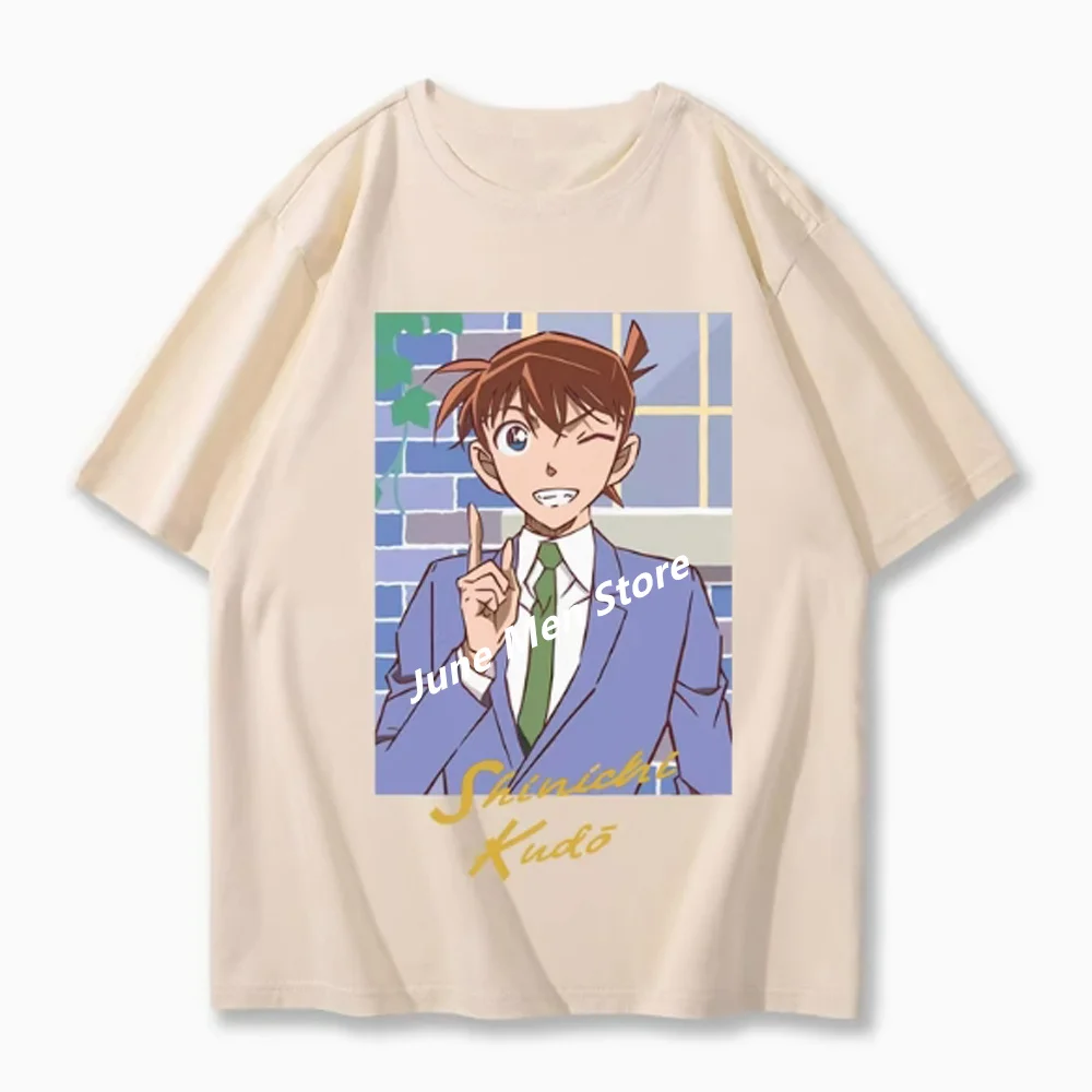 (Uniqlo) Detective Conan Anime Art Kudo Shinichi Printed Cotton Crewneck Short-Sleeved T-Shirt Men's And Women's Summer Tops