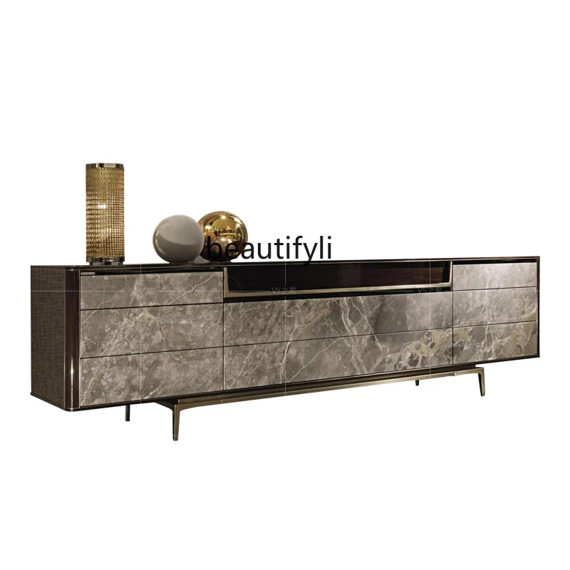 

Designer TV Cabinet Light Luxury Bedroom and Household Floor Cabinet Marble Ornament Locker